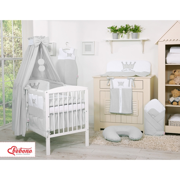 Parure Literie de Lit Bébé 11 pcs Ciel Gris Prince / Princess