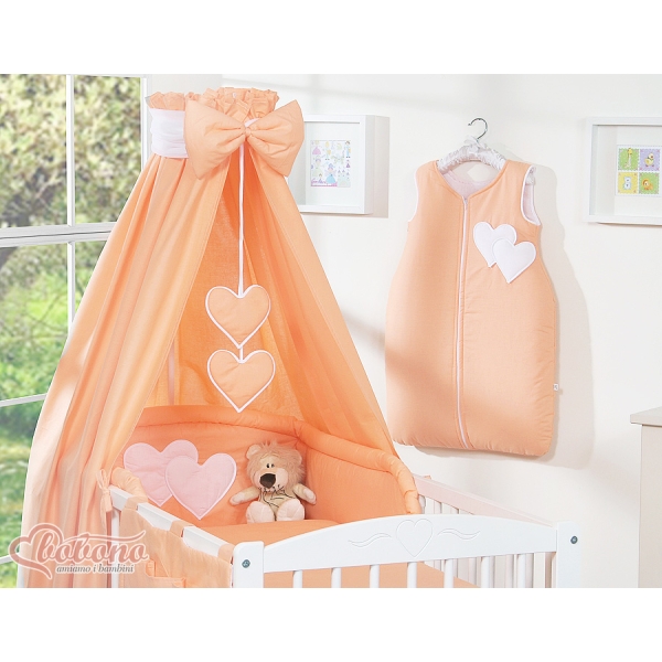 Ensemble de Linge de Lit Bébé 11 pcs Ciel Pêche Cœurs