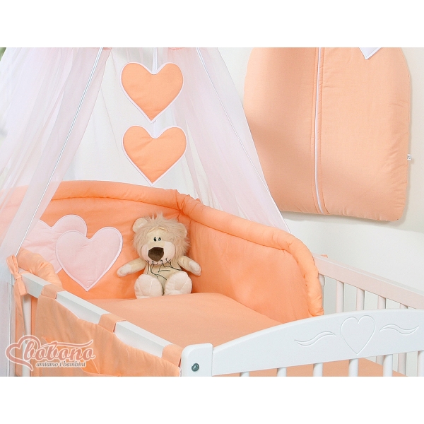 Ensemble de Linge de Lit Bébé 11 pcs Ciel Pêche Cœurs