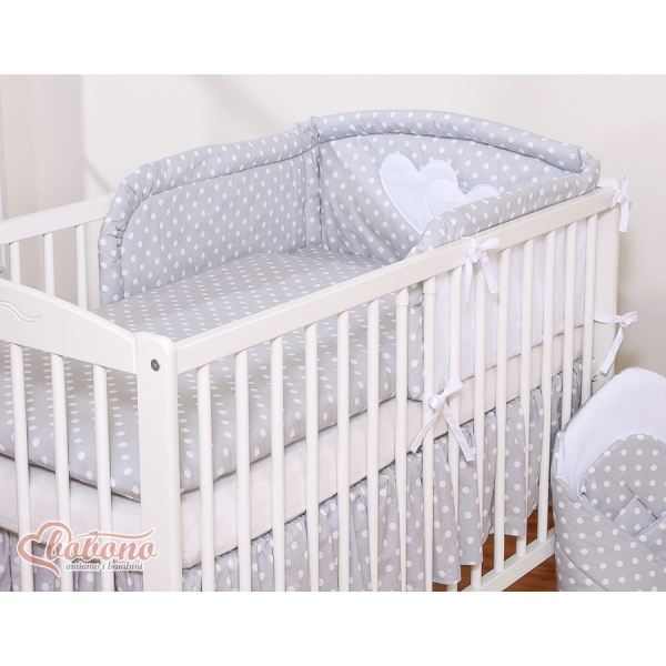 Ensemble de Linge de Lit de Lit pour Bébé 2 pcs Gris à Pois Cœurs