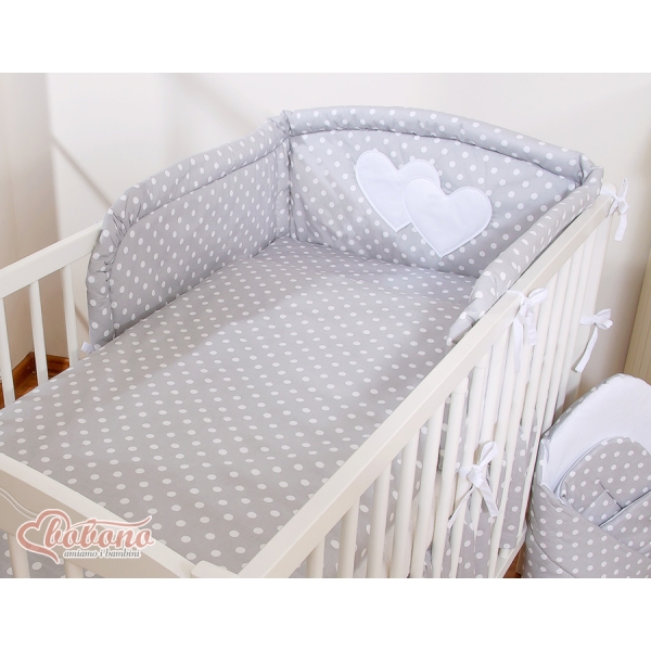 Ensemble de Linge de Lit de Lit pour Bébé 2 pcs Gris à Pois Cœurs