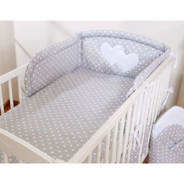 Ensemble de Linge de Lit de Lit pour Bébé 2 pcs Gris à Pois Cœurs