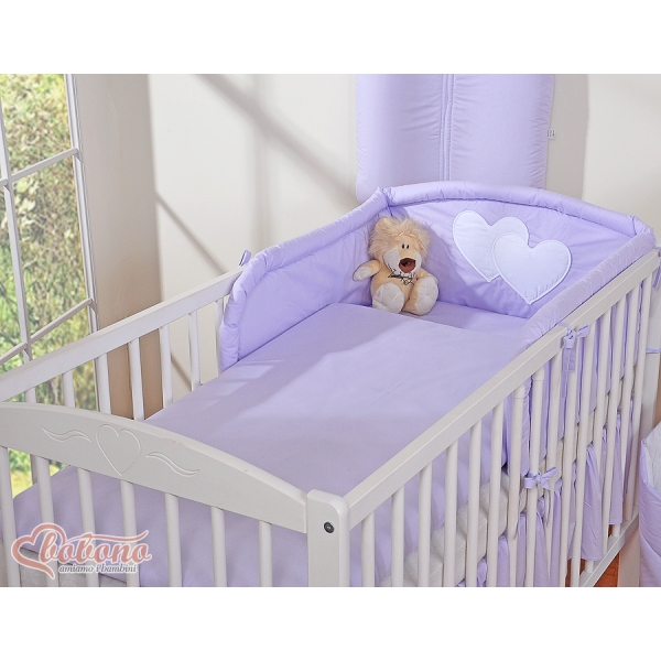 Ensemble de Linge de Lit de Lit pour Bébé 2 pcs Lila Cœurs
