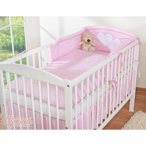 Ensemble de Linge de Lit de Lit pour Bébé 2 pcs Rose à Pois Cœurs