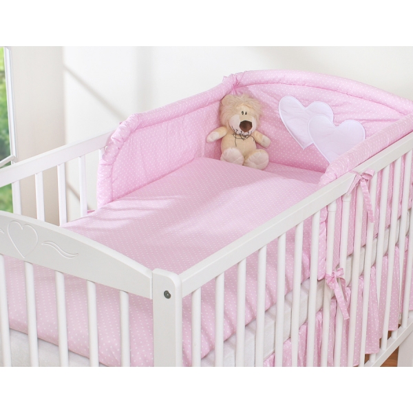 Ensemble de Linge de Lit de Lit pour Bébé 2 pcs Rose à Pois Cœurs