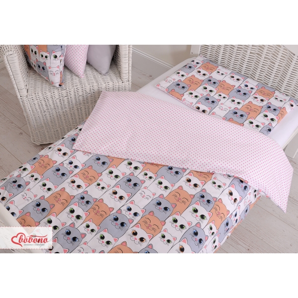 Ensemble de Linge de Lit Enfant 2 pcs 100x135 MINI Rose Gris Chats