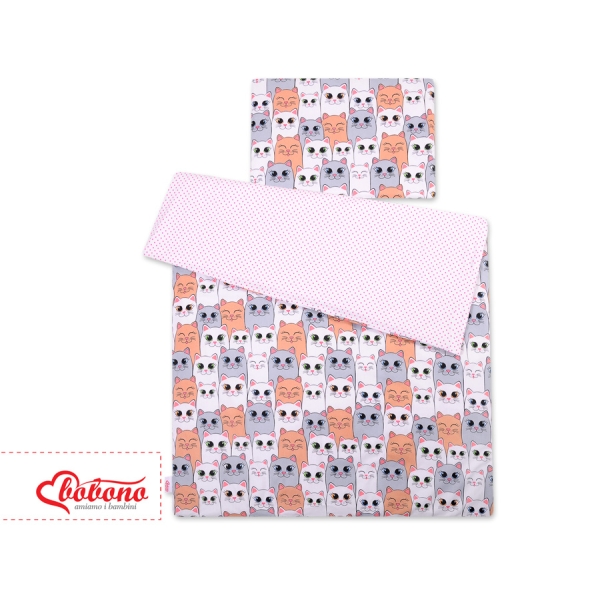 Ensemble de Linge de Lit Enfant 2 pcs 100x135 MINI Rose Gris Chats