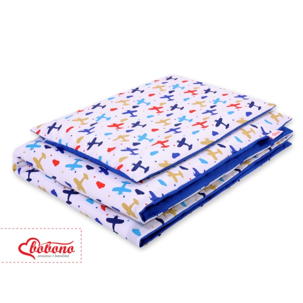 Ensemble de Linge de Lit Enfant 2 pcs 140x200 cm JUNIOR Bleu Foncé Avions