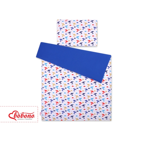Ensemble de Linge de Lit Enfant 2 pcs 140x200 cm JUNIOR Bleu Foncé Avions
