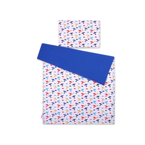 Ensemble de Linge de Lit Enfant 2 pcs 140x200 cm JUNIOR Bleu Foncé Avions