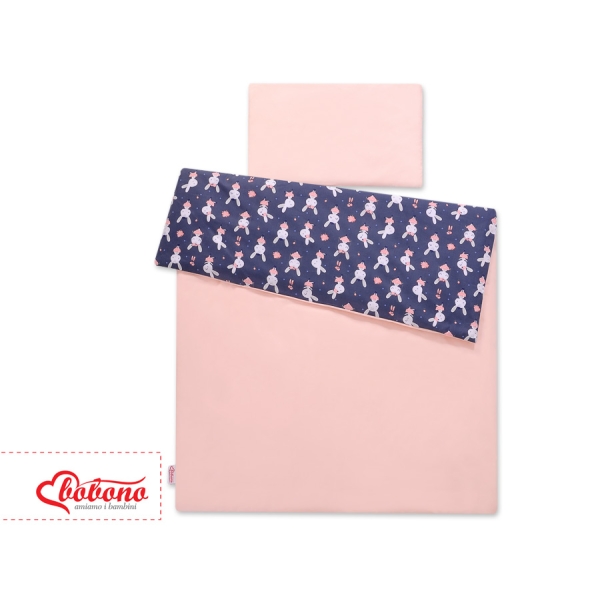 Ensemble de Linge de Lit Enfant 2 pcs 140x200 cm JUNIOR Bleu Foncé Lapins