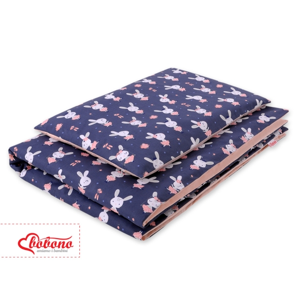Ensemble de Linge de Lit Enfant 2 pcs 140x200 cm JUNIOR Bleu Foncé Lapins