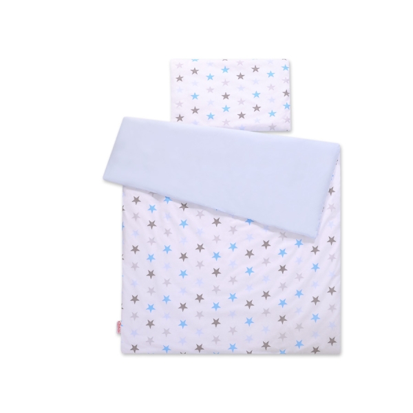 Ensemble de Linge de Lit Enfant 2 pcs 140x200 cm JUNIOR Gris Bleu étoiles