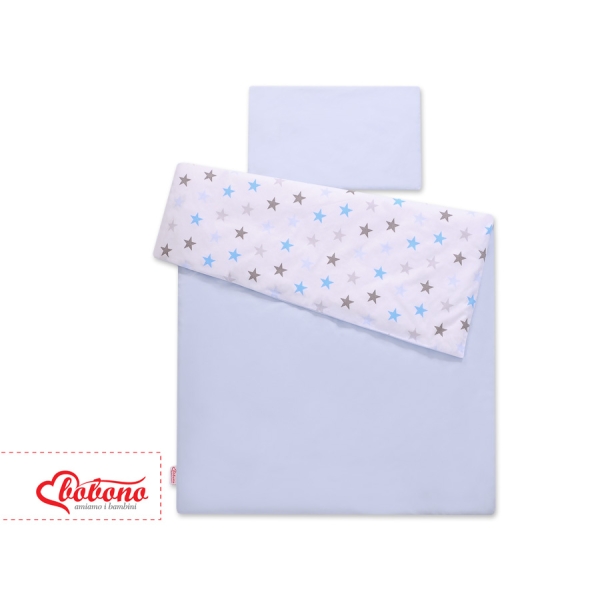 Ensemble de Linge de Lit Enfant 2 pcs 140x200 cm JUNIOR Gris Bleu étoiles