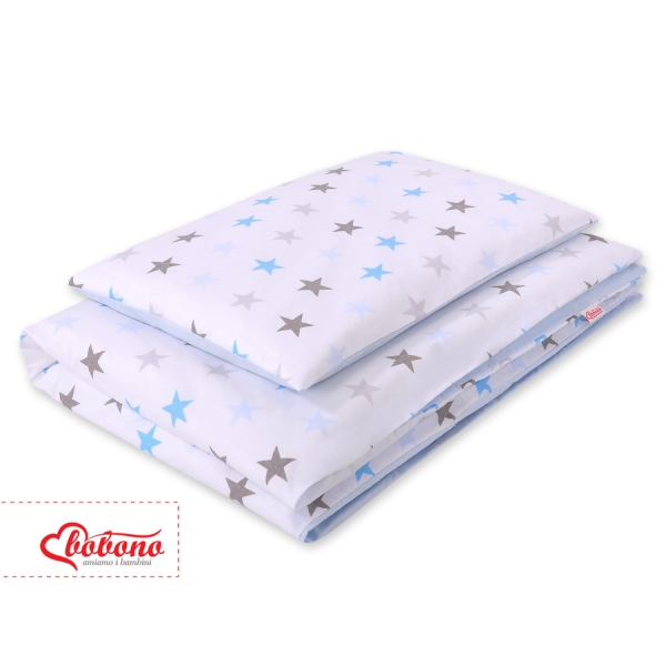Ensemble de Linge de Lit Enfant 2 pcs 140x200 cm JUNIOR Gris Bleu étoiles