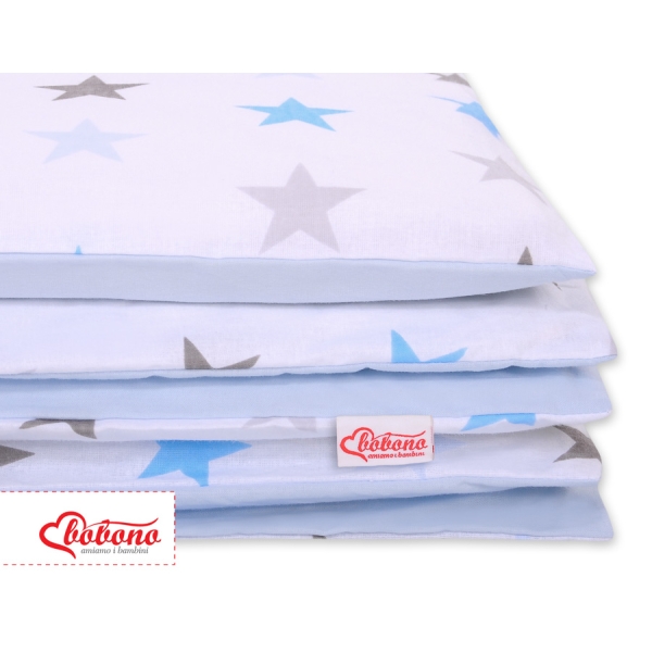 Ensemble de Linge de Lit Enfant 2 pcs 140x200 cm JUNIOR Gris Bleu étoiles