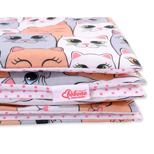 Ensemble de Linge de Lit Enfant 2 pcs 140x200 cm JUNIOR Rose Gris Chats
