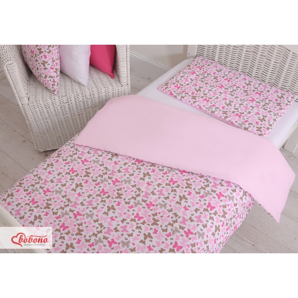 Ensemble de Linge de Lit Enfant 2 pcs 140x200 cm JUNIOR Rose Papillons