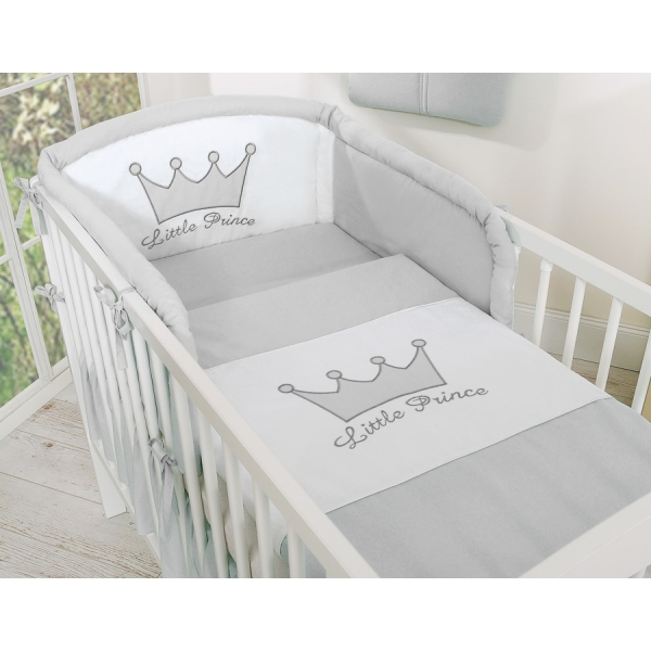 Ensemble de Linge de Lit pour Bébé 3 pcs Gris Prince / Princess
