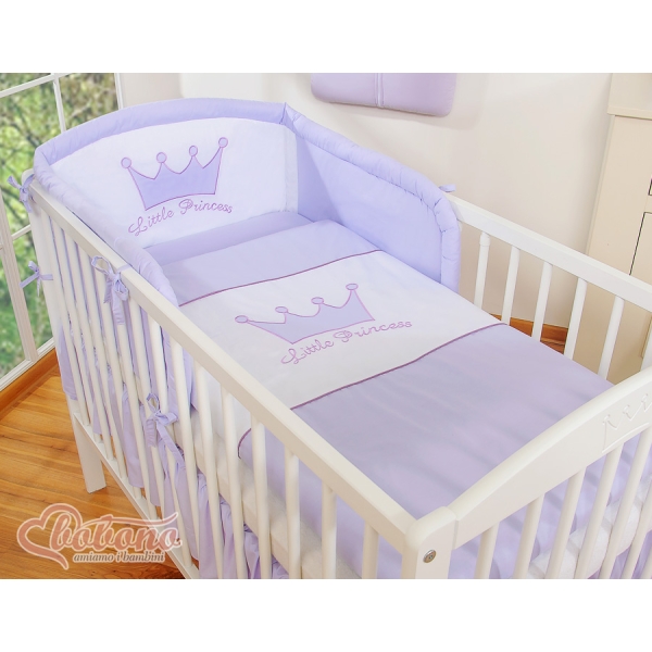 Ensemble de Linge de Lit pour Bébé 3 pcs Lila Prince / Princess