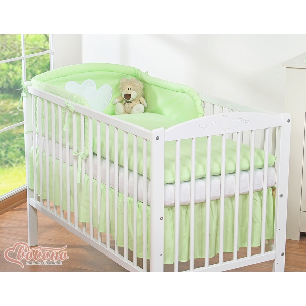 Ensemble de Linge de Lit pour Bébé 3 pcs Vert Cœurs