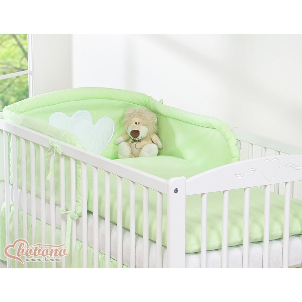 Ensemble de Linge de Lit pour Bébé 3 pcs Vert Cœurs