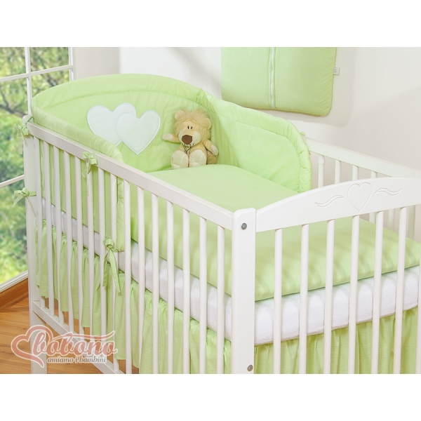 Ensemble de Linge de Lit pour Bébé 3 pcs Vert Rayures Cœurs