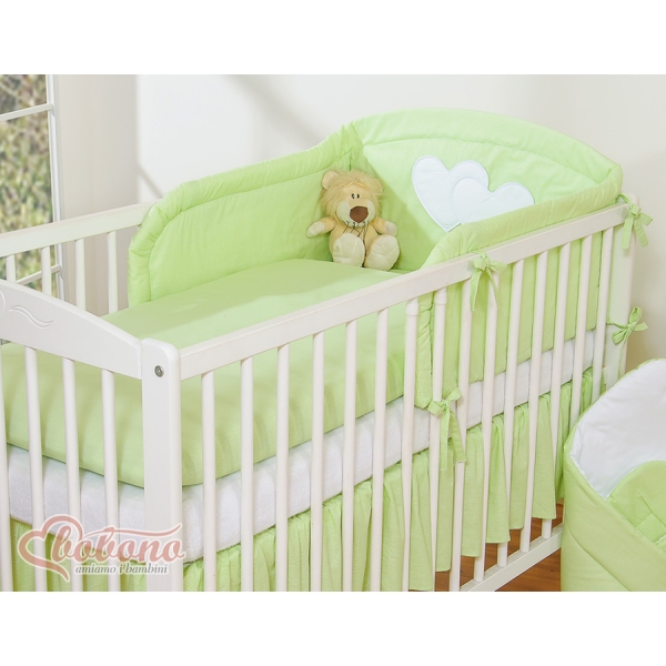 Ensemble de Linge de Lit pour Bébé 3 pcs Vert Rayures Cœurs