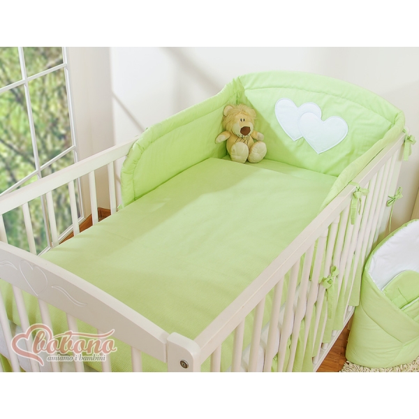 Ensemble de Linge de Lit pour Bébé 3 pcs Vert Rayures Cœurs