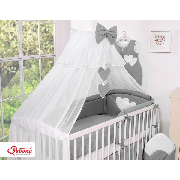 Ensemble de Linge de Lit pour Bébé 7 pcs avec Ciel Anthracite Cœurs