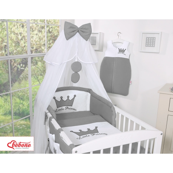Ensemble de Linge de Lit pour Bébé 7 pcs avec Ciel Anthracite Prince / Princess