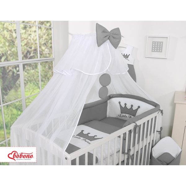 Ensemble de Linge de Lit pour Bébé 7 pcs avec Ciel Anthracite Prince / Princess