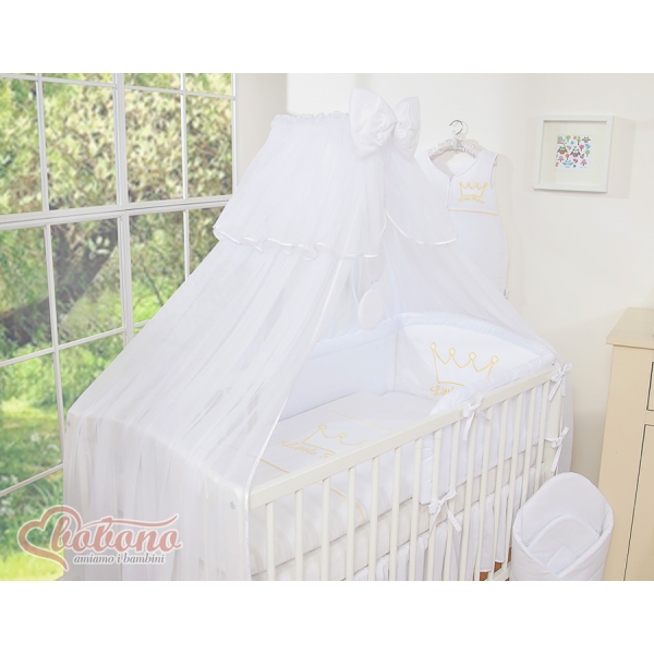 Ensemble de Linge de Lit pour Bébé 7 pcs avec Ciel Blanc Prince / Princess