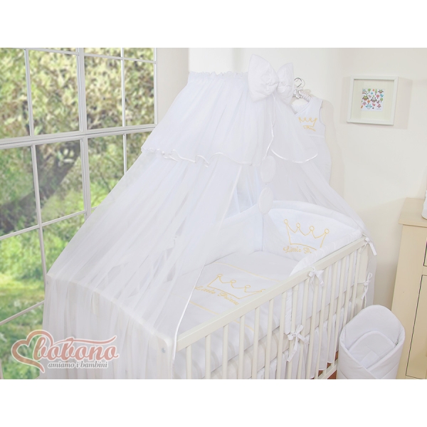 Ensemble de Linge de Lit pour Bébé 7 pcs avec Ciel Blanc Prince / Princess