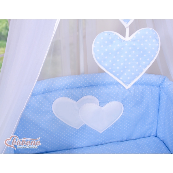 Ensemble de Linge de Lit pour Bébé 7 pcs avec Ciel Bleu à Pois Cœurs