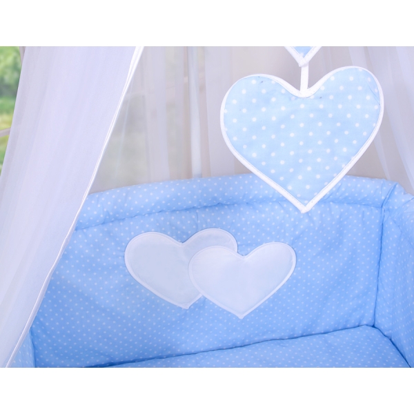 Ensemble de Linge de Lit pour Bébé 7 pcs avec Ciel Bleu à Pois Cœurs