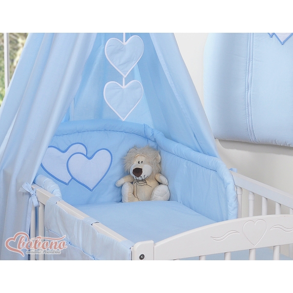 Ensemble de Linge de Lit pour Bébé 7 pcs avec Ciel Bleu Cœurs