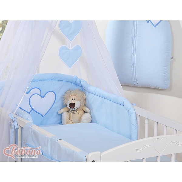 Ensemble de Linge de Lit pour Bébé 7 pcs avec Ciel Bleu Cœurs