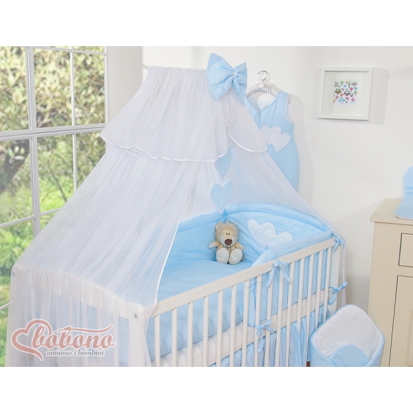 Ensemble de Linge de Lit pour Bébé 7 pcs avec Ciel Bleu Rayures Cœurs