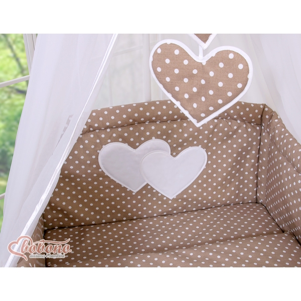 Ensemble de Linge de Lit pour Bébé 7 pcs avec Ciel Brun Cœurs