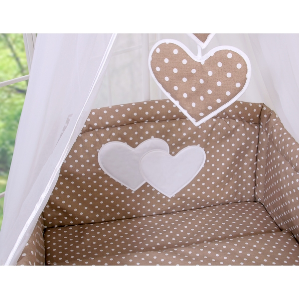 Ensemble de Linge de Lit pour Bébé 7 pcs avec Ciel Brun Cœurs