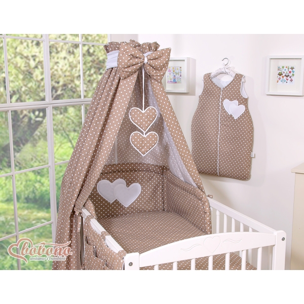 Ensemble de Linge de Lit pour Bébé 7 pcs avec Ciel Brun Cœurs