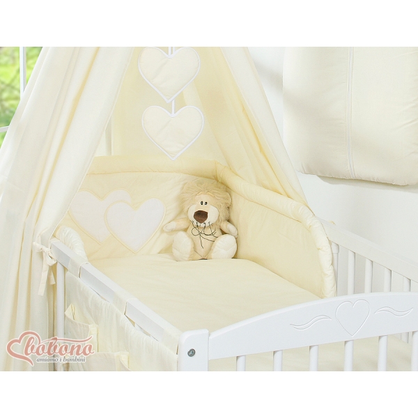 Ensemble de Linge de Lit pour Bébé 7 pcs avec Ciel Crème Cœurs