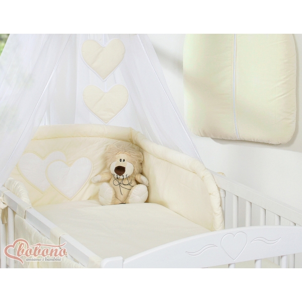 Ensemble de Linge de Lit pour Bébé 7 pcs avec Ciel Crème Cœurs