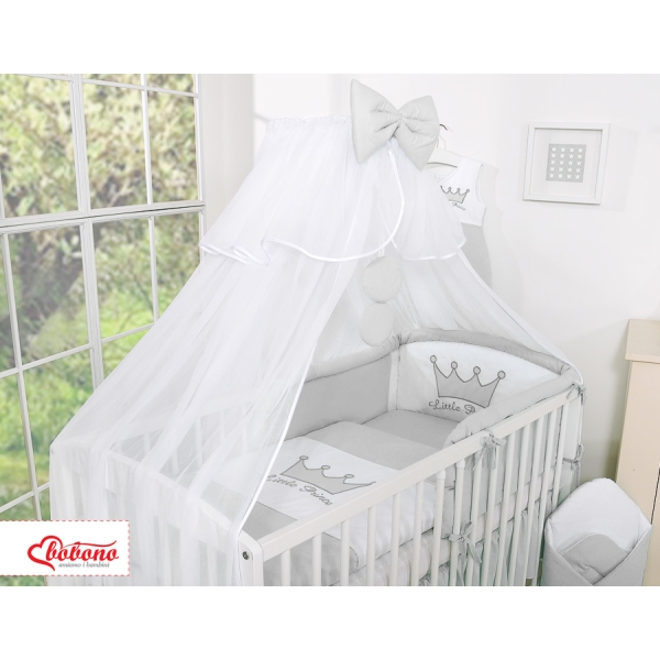 Ensemble de Linge de Lit pour Bébé 7 pcs avec Ciel Gris Prince / Princess