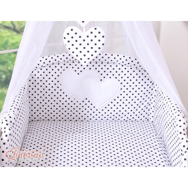 Ensemble de Linge de Lit pour Bébé 7 pcs avec Ciel Noir à Pois Cœurs