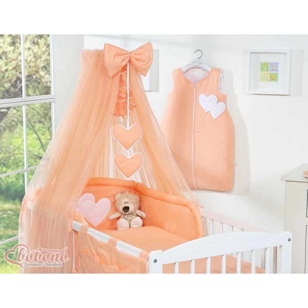 Ensemble de Linge de Lit pour Bébé 7 pcs avec Ciel Pêche Cœurs