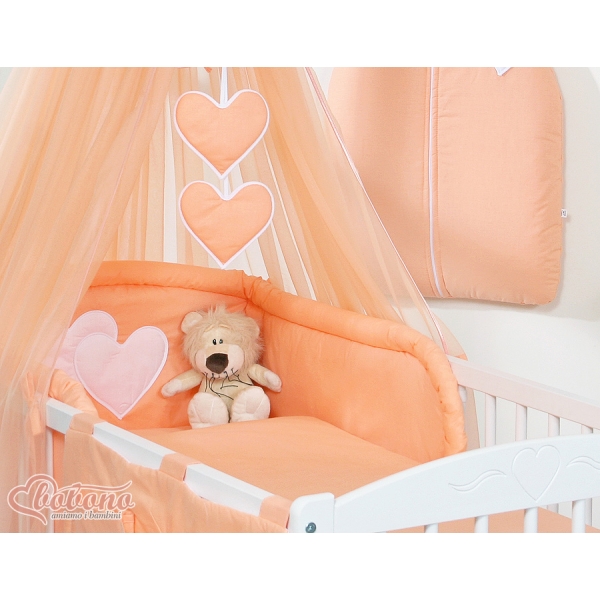 Ensemble de Linge de Lit pour Bébé 7 pcs avec Ciel Pêche Cœurs