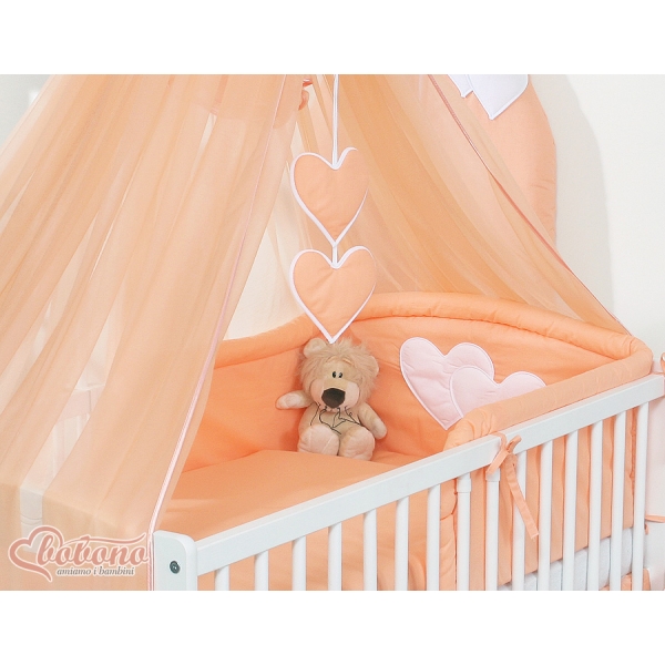 Ensemble de Linge de Lit pour Bébé 7 pcs avec Ciel Pêche Cœurs