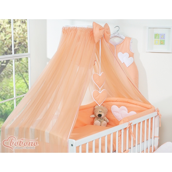 Ensemble de Linge de Lit pour Bébé 7 pcs avec Ciel Pêche Cœurs